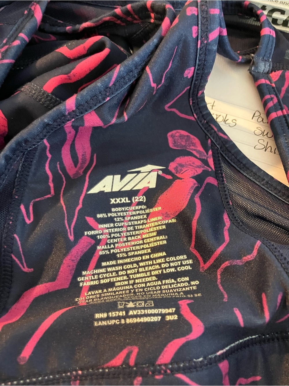 Floral Performance Leggings - Navy with Pink Print - Picture 2 of 9